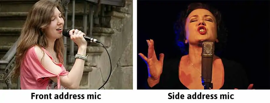 Front and side address microphones