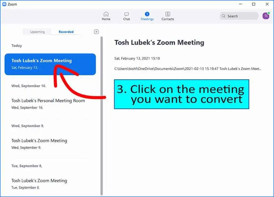How to convert a Zoom recording - Step 3