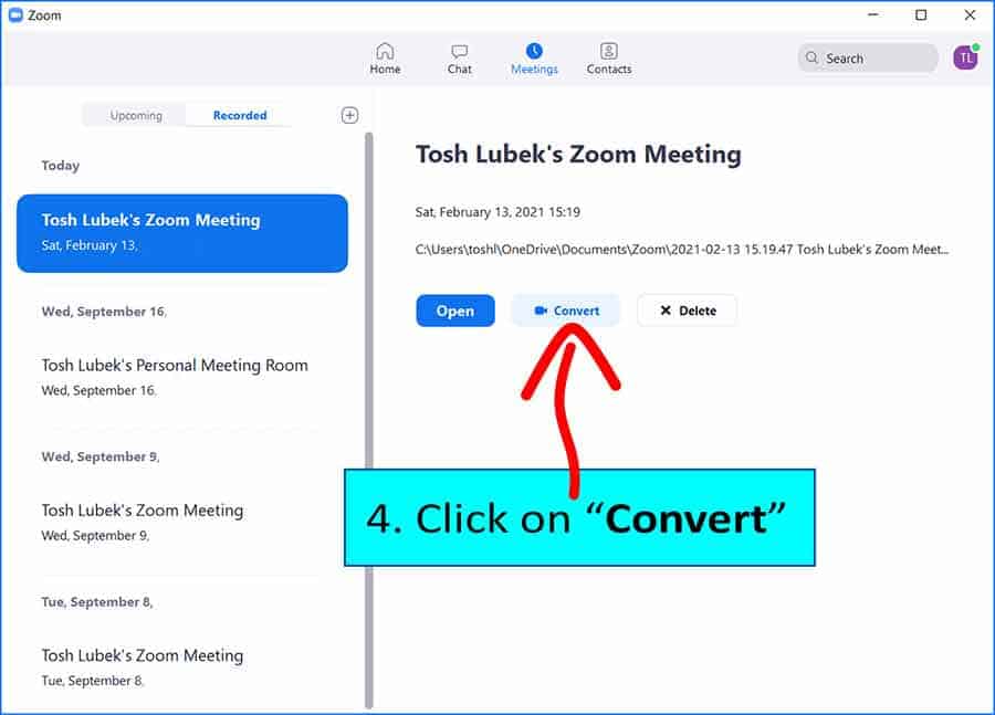 how to convert zoom recording link to mp4
