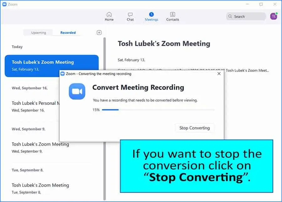 How to convert a Zoom recording - Step 5