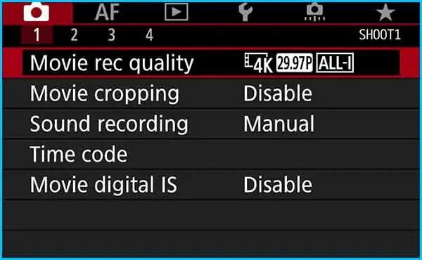 Edit Step 3 - Go to the Movie Record Quality Settings