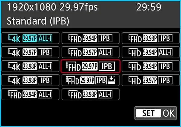 Step 5 - Choose FHD 29.97p IPB