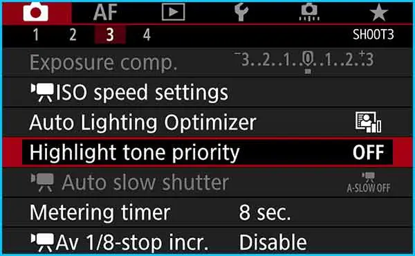 Step 9 – Go to 3rd tab of the RED camera menu