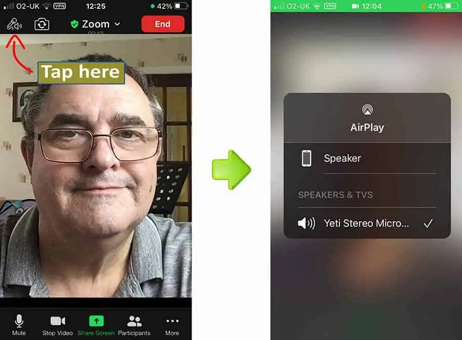 How to check Blue Yeti is working with Zoom mobile app