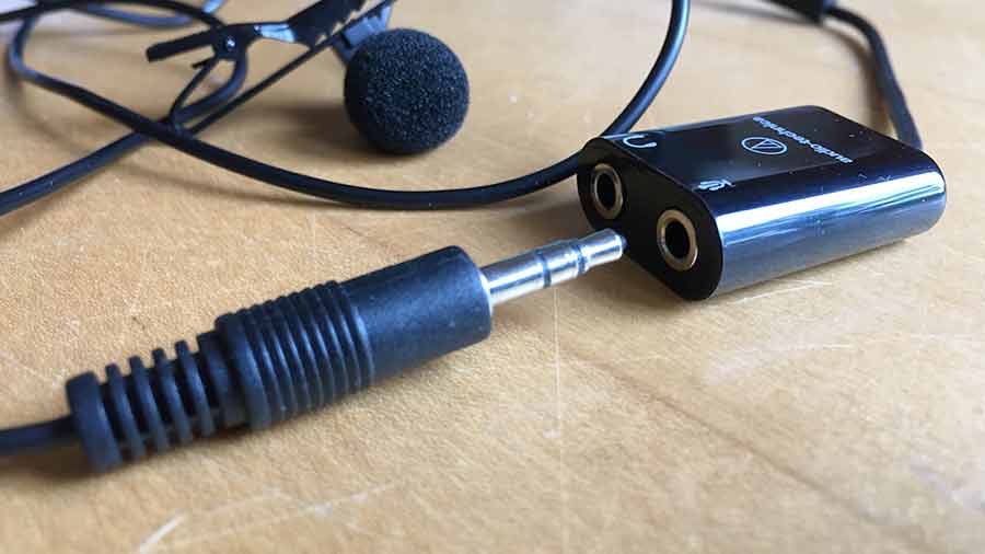 Audio Technica TRS to TRRS adapter sold with the ATR3350 iS lav mic