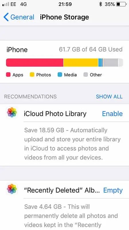 how to manage iPhone storage - recently-deleted