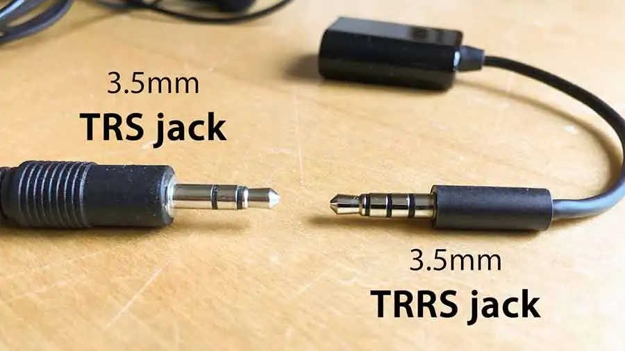 A TRS, or Tip Ring Sleeve, jack, and a TRRS, or Tip Ring Ring Sleeve, jack.