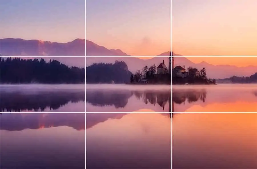 Video Composition Rules A Simple Guide - Island church on Lake Bled Slovenia - Rule of Thirds