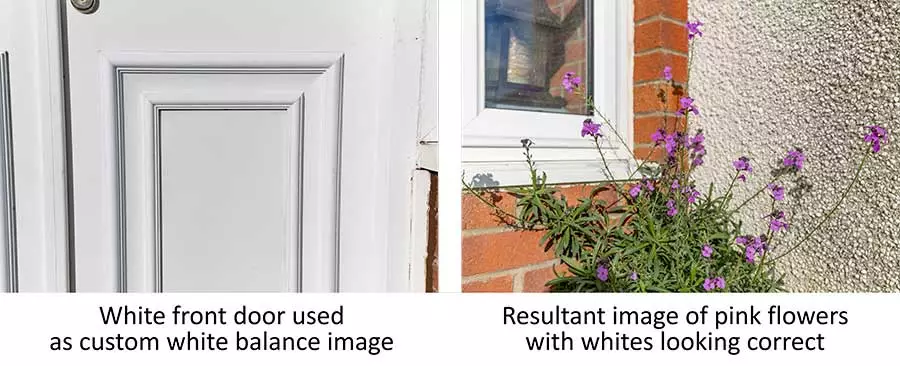 A white door being used as a substitute for a white balance card