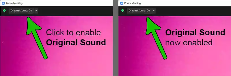 Toggle Original Soun on and off in Zoom