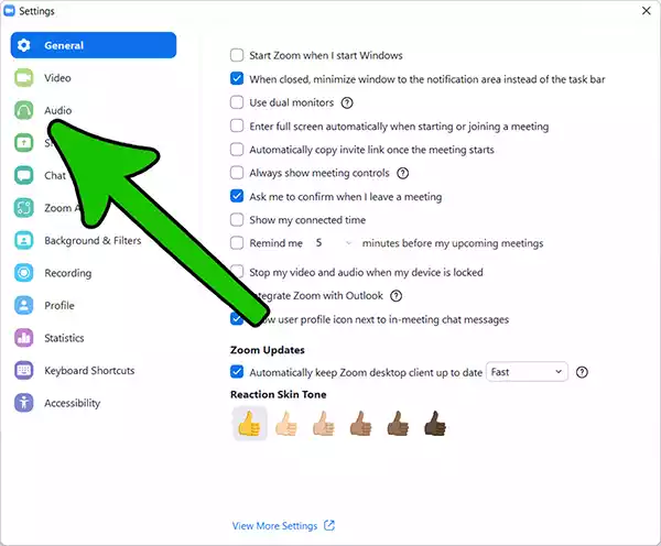 Zoom sound settings for music step 2