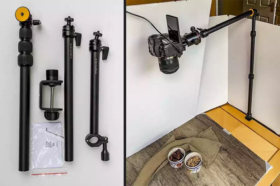 VIJIM LS11 components and how the stand is used for overhead photography