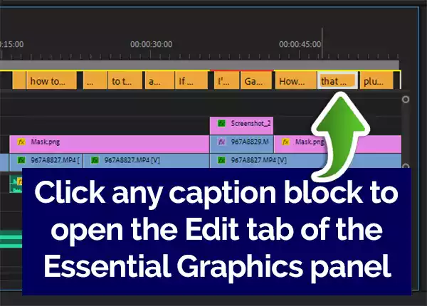 Click caption to open edit tab