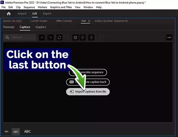 How to import an SRT file step 1