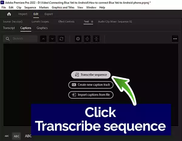 Click on the transcribe sequence button