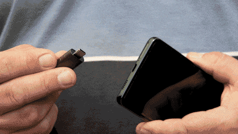 Animated GIF of connecting  a USB to and Android phone