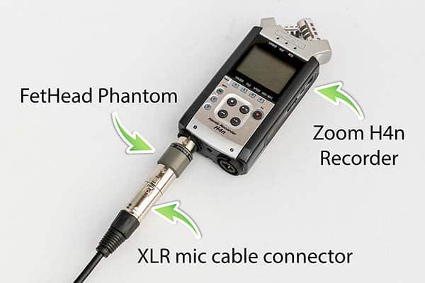 Image-showing-how-to-connect-an-XLR-microphone-and-Triton-Audio-FetHead-preamp-to-a-Zoom-digital-recorder