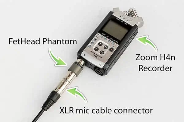 Image-showing-how-to-connect-an-XLR-microphone-and-Triton-Audio-FetHead-preamp-to-a-Zoom-digital-recorder