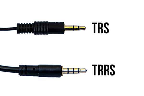 An example of a 3.5mm TRS plug and a 3.5mm TRRS plug