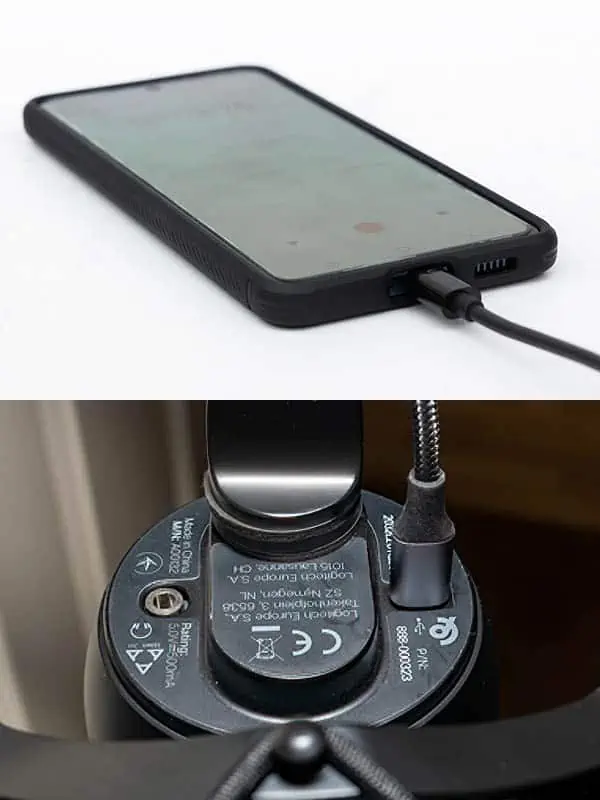 Connecting a smartphone and Blue Yeti with a USB cable