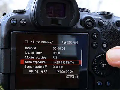 Select Auto exposure and then press the SET button