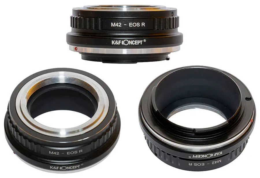 K&F Concept M42 to EOS-R lens adapter used to adapt the Helios 44M on to a Canon R6 camera