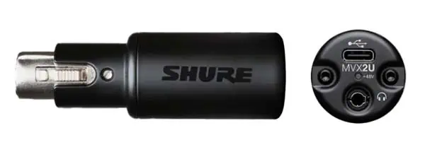 Shure MVX2U side and end views