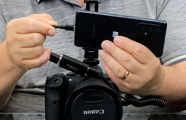Use your Android Phone as a Camera Monitor - Connect the USB adapter to your Android phone