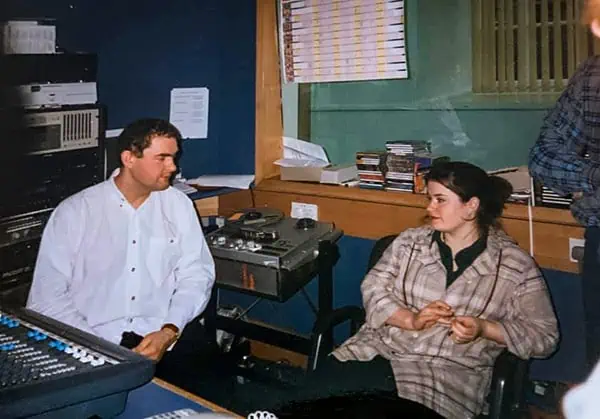 Tosh Lubek with Emma Gordon in the Commercial Production studio at Northsound Radio