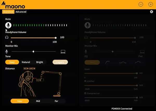 Screen grab of the Maono-Link desktop software, as it looks when first opened