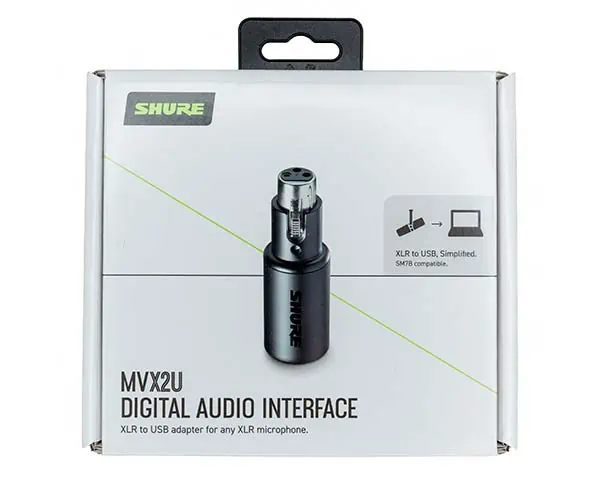 Image of my boxed Shure MVX2U digital audio interface