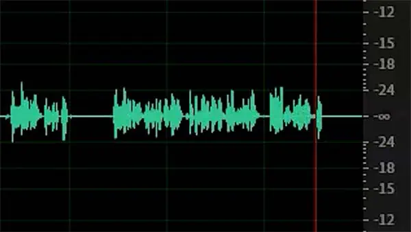 A screenshot of the audio waveform when using the USB to XLR cable