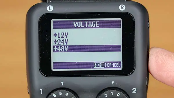 Does the Zoom H5 have phantom power - Step 5 - On the VOLTAGE screen select the phantom voltage necessary for condenser mics you will be using.